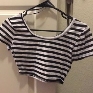 Black and white stripped crop top